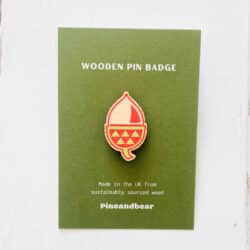 Acorn wooden pin badge