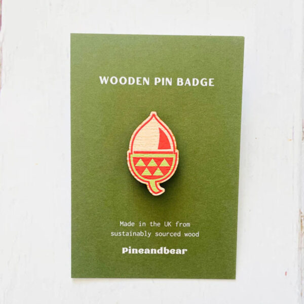 Acorn wooden pin badge
