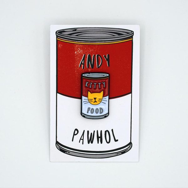 Andy Pawhol - cat artist pin badge