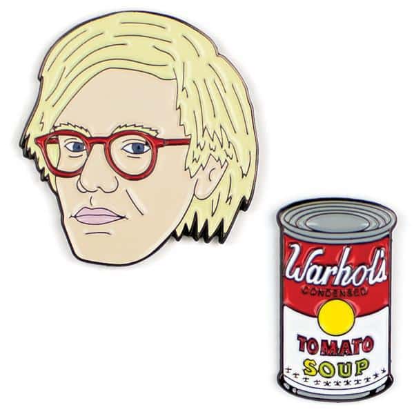 Andy Warhol & Tomato Soup Can pin badges
