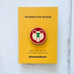 Bear wooden pin badge