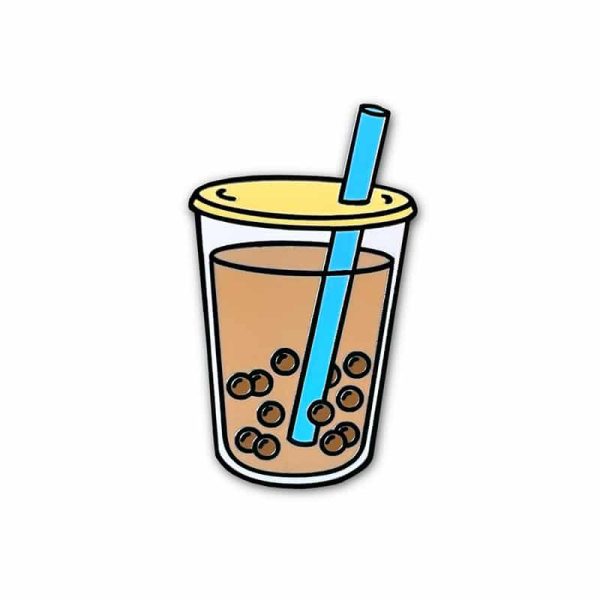 Boba bubble milk tea with straw pin badge