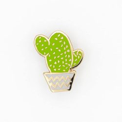 Cactus in a pot pin badge