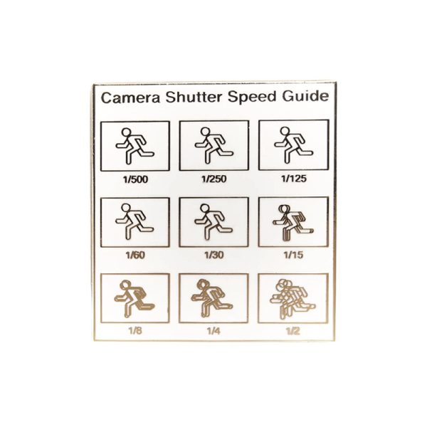 Camera Shutter Speed Guide pin badge - in white