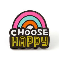 Choose Happy rainbow pin badge