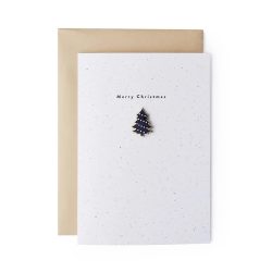 Merry Christmas - Christmas tree pin badge greeting card