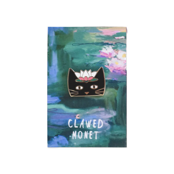 Clawed Monet cat pin badge