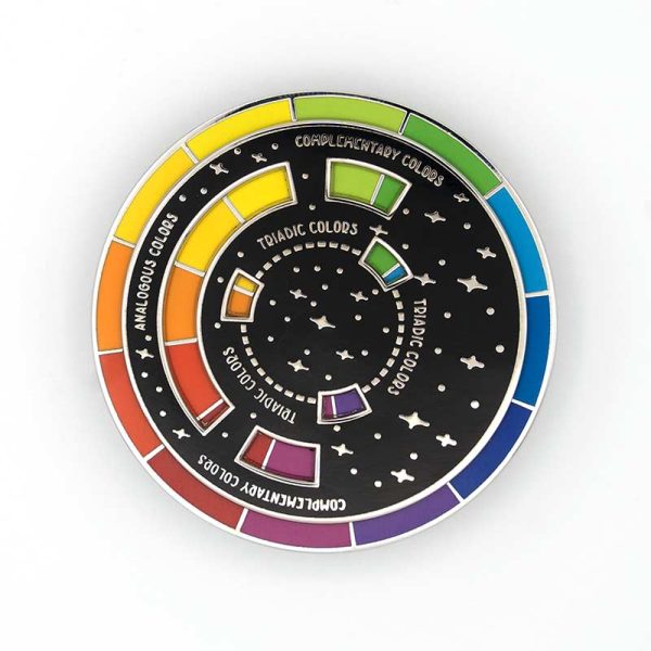 Spinning colour wheel - interactive pin badge