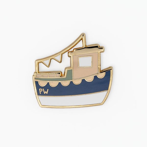 Fishing boat pin badge