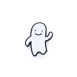 Friendly ghost waving pin badge