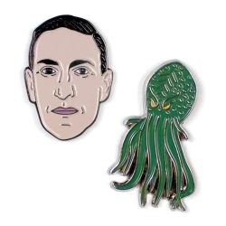H. P. Lovecraft and Cthulhu pin badges