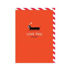 Love you long time - dachshund dog pin badge greeting card