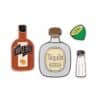 Margarita cocktail ingredients pin badge set