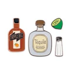 Margarita cocktail ingredients pin badge set