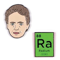 Marie Curie and Radium pin badges