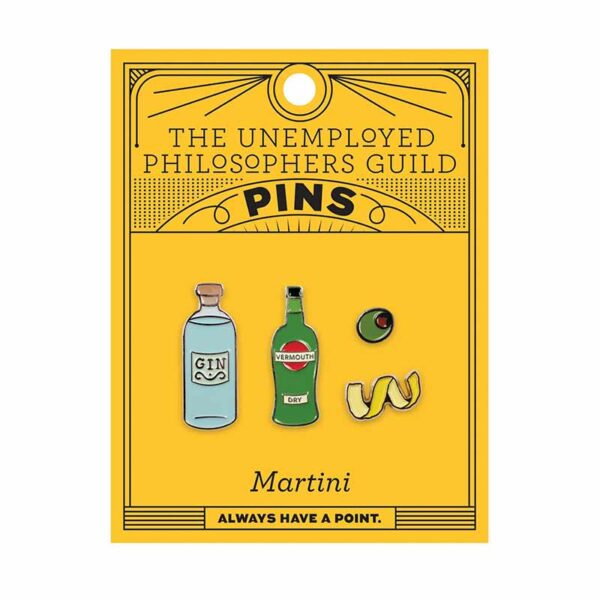 Martini cocktail ingredients pin badge set