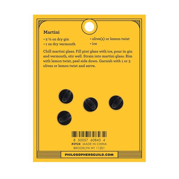 Martini cocktail recipe pin badge set backing card