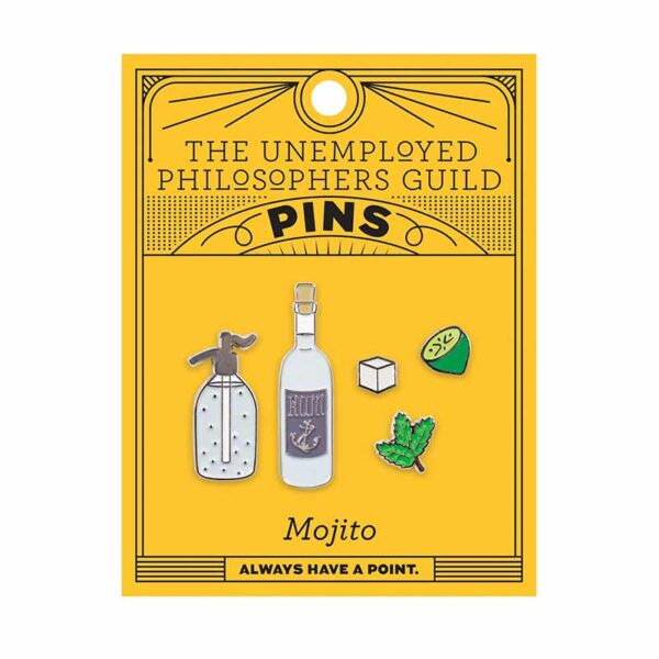 Mojito cocktail ingredients pin badge set