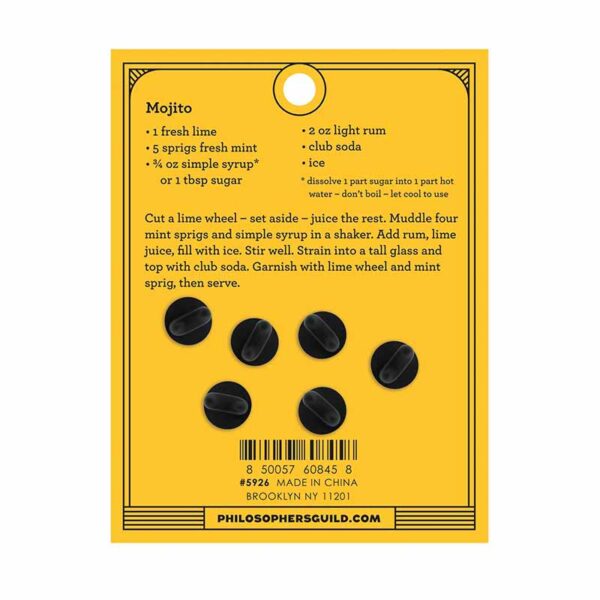 Mojito cocktail recipe pin badge set backing card