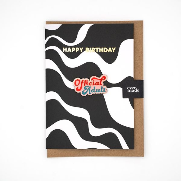 Official Adult pin badge birthday card