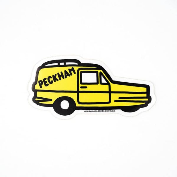 Peckham - yellow Reliant Regal sticker - similar to the car in Only Fools and Horses