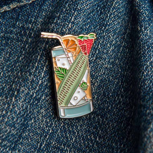 Pimm's Cup Cocktail Pin Badge