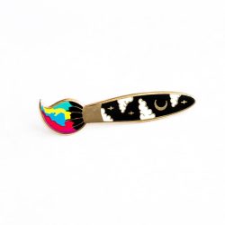 Rainbow paint brush pin badge