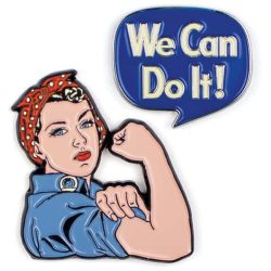 Rosie The Riveter and We Can Do It speech bubble pin badges