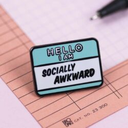 socially-awkward-enamel-pin-badge Hello I am socially awkward name badge