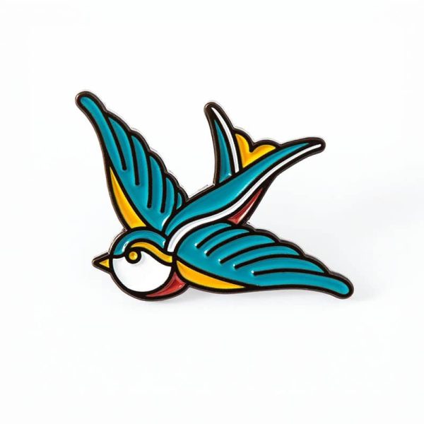 Swallow tattoo inspired pin badge