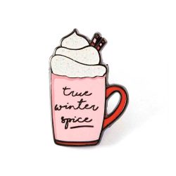 True Winter Spice - latte with cream mug pin badge