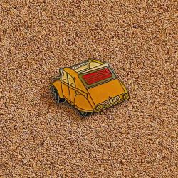 Citroën 2CV - yellow car vintage pin badge